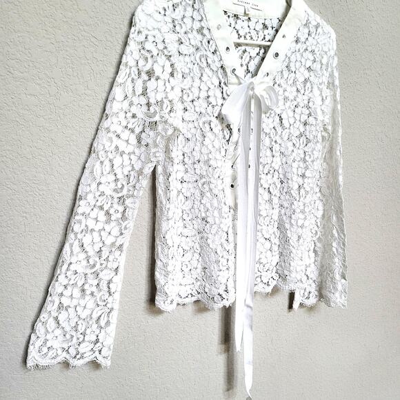 Endless Rose Lace Top Womens Small White Summer Cottage Boho Floral Feminine - Picture 10 of 12